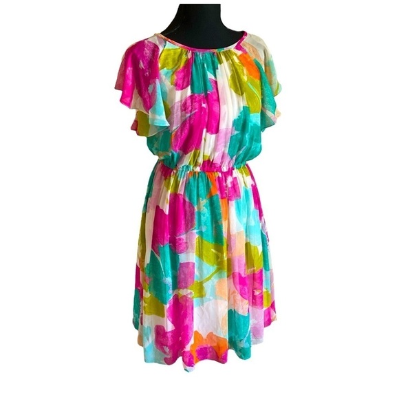 Calvin Klein Colorful Abstract Floral Print Dress Size 4,Coconut Girl SOFTGIRL - Picture 7 of 8